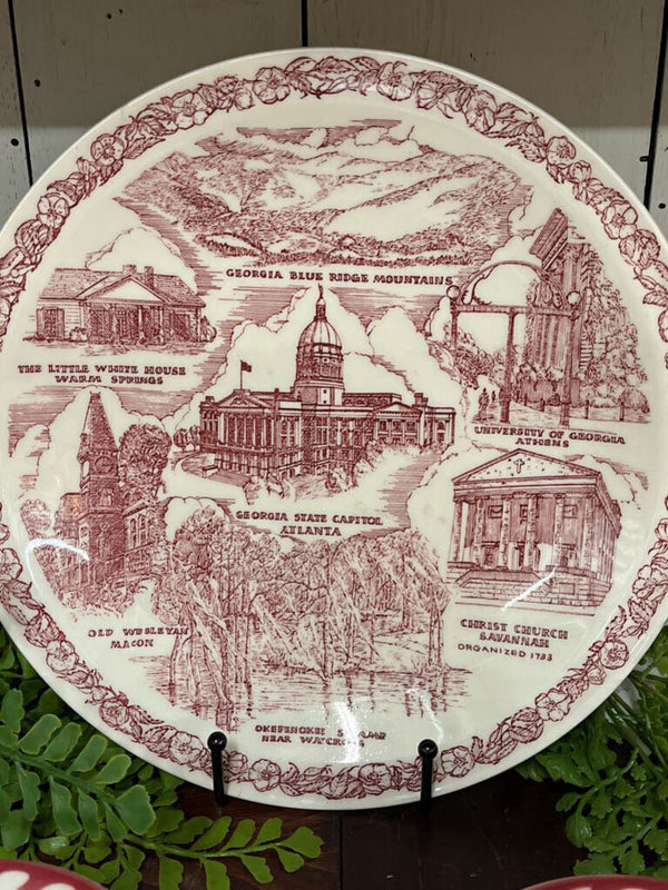 Large Red Transferware Dish