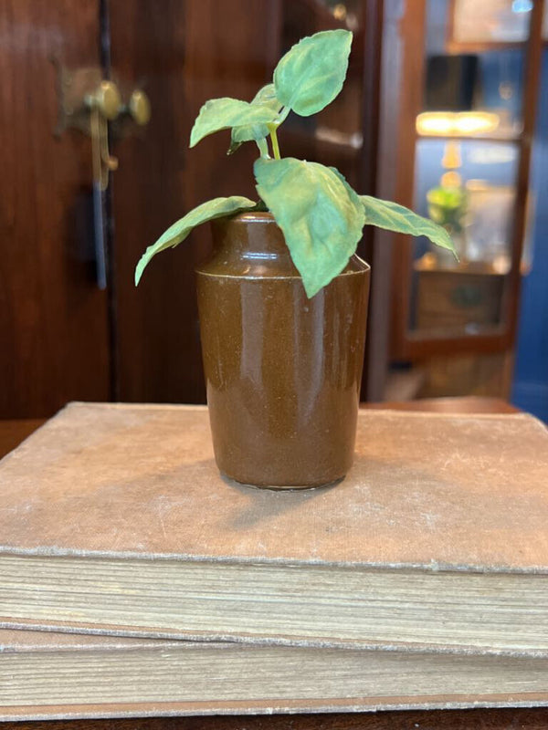 Small stoneware jar - brow glazed