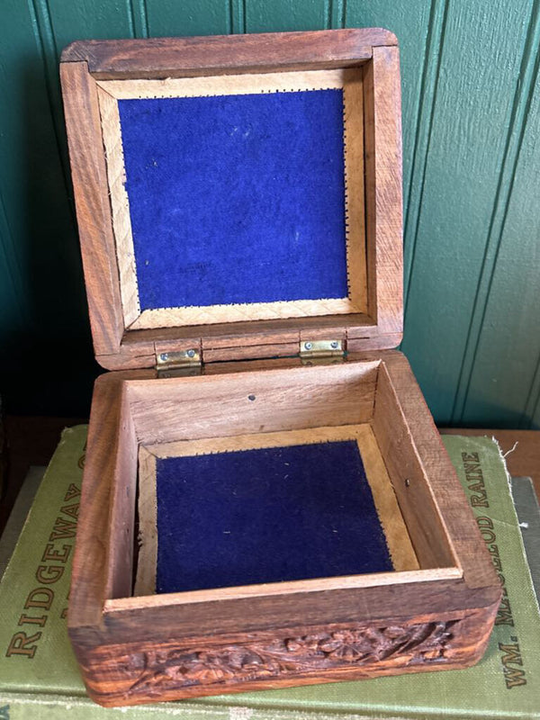 Square Wooden Etched Box - Hand Carved in India