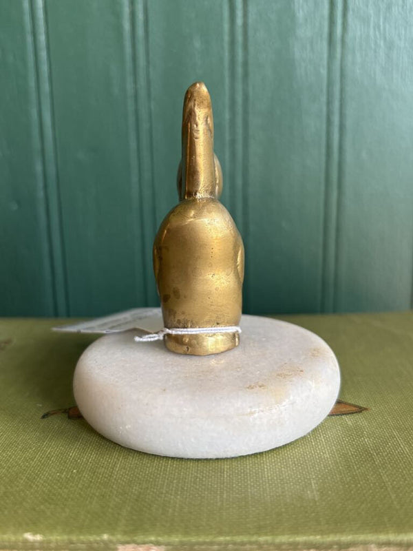 Brass Pelican on Circular Marble Slab