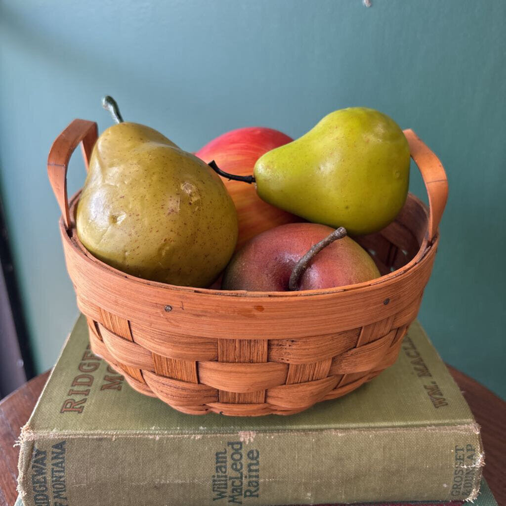 Round Shallow Wicker Basket with Handles