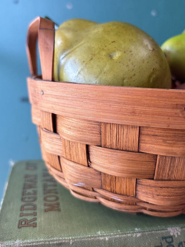 Round Shallow Wicker Basket with Handles
