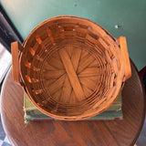 Round Shallow Wicker Basket with Handles