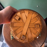 Round Shallow Wicker Basket with Handles