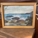 Rocky Coastline Oil Pastel Art Piece