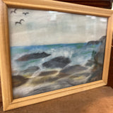 Rocky Coastline Oil Pastel Art Piece