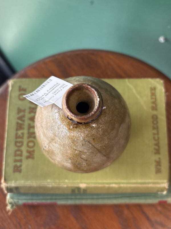 Handmade Green Drip Glazed Pottery Vessel