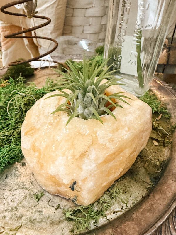Calcite stone candle holder