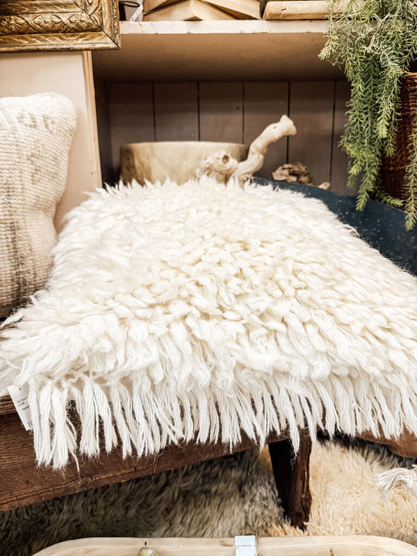 Handmade shag textile pillow