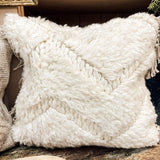 Handmade textile pillow with herringbone pattern