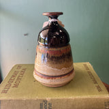 Pottery Bud Vase - Black, Red, Green, & Grey Glaze