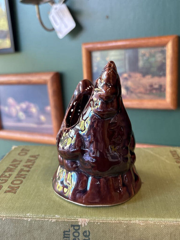 Brown Stoneware Chicken Planter