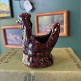 Brown Stoneware Chicken Planter