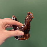 Brown Stoneware Chicken Planter