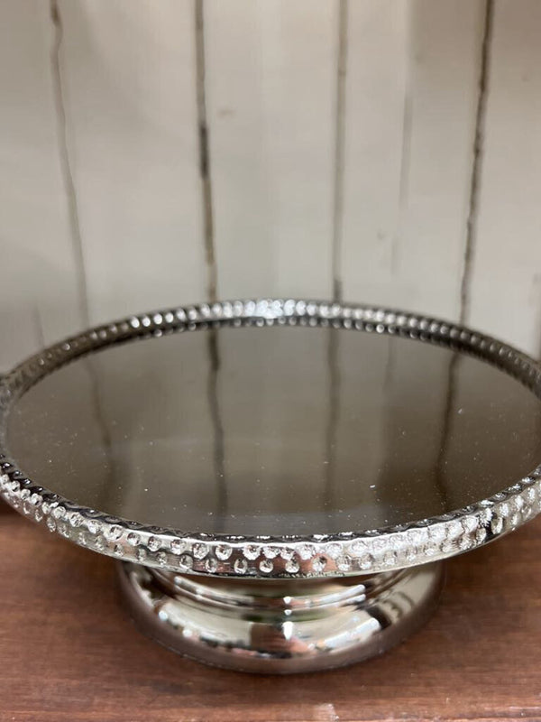 Aluminum Pedestal with Beaded Edge & Glass Cloche