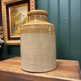 Two Tone Antique Stoneware Oyster Crock - Beige & Mustard Yellow