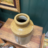 Two Tone Antique Stoneware Oyster Crock - Beige & Mustard Yellow