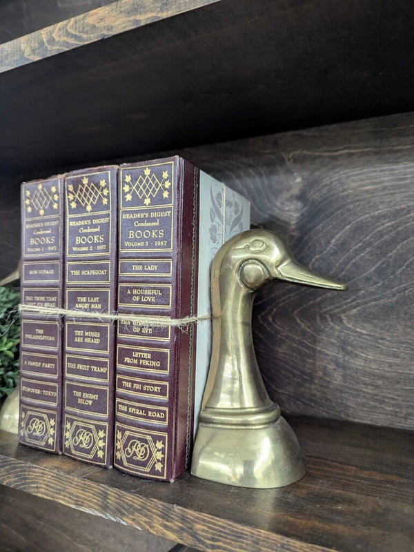 Vintage brass duck head book ends 6"H, pair of 2