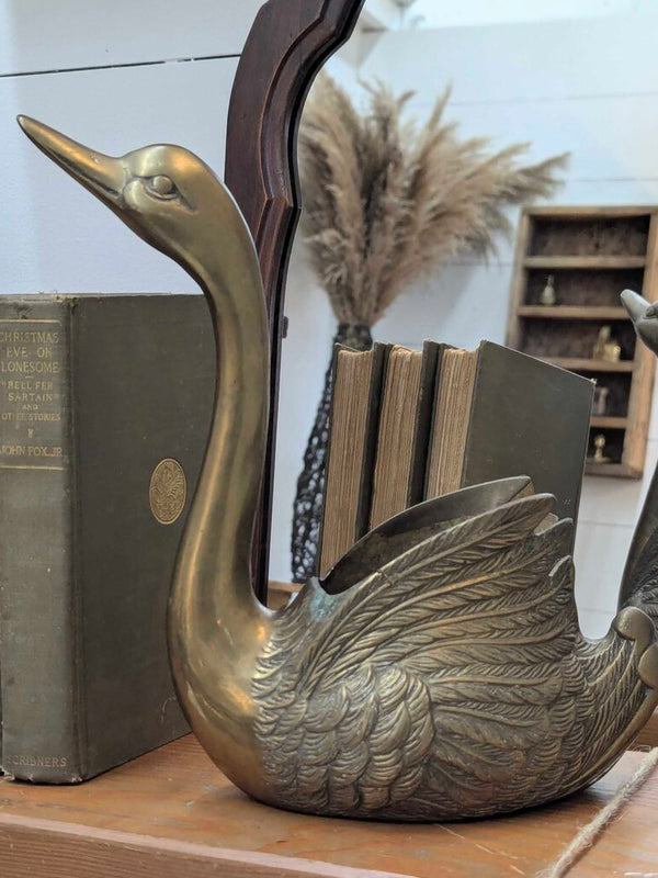 Vintage brass swan planter 10-1/2"W x 10-1/2"H, India