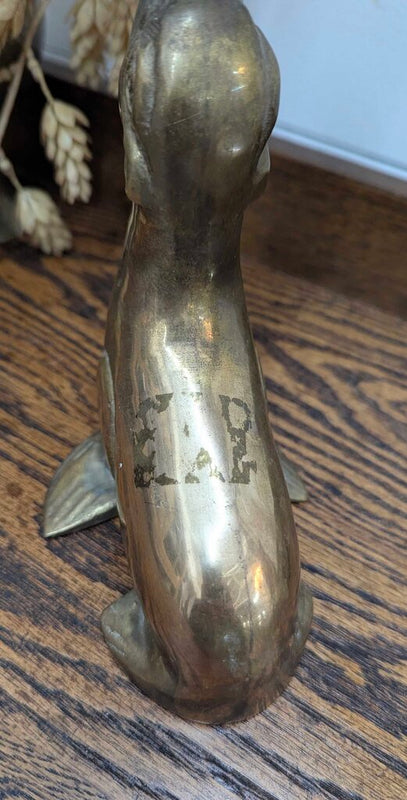 Vintage solid brass seal with ball 9"H x 5"W