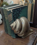 Set of 2 vintage solid brass shell book ends 6"H, Hong Kong