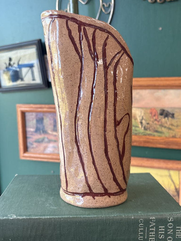 Handmade Pottery Vase / Pitcher - Tree Motif
