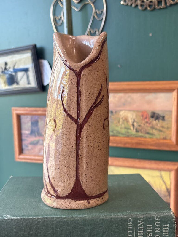 Handmade Pottery Vase / Pitcher - Tree Motif