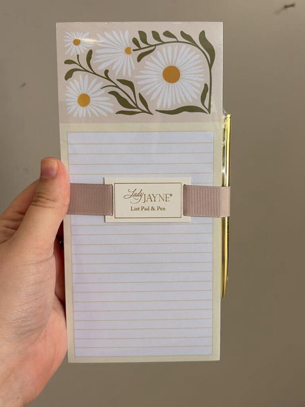Magnetic List Pad with Pen Flower Market Daisy
