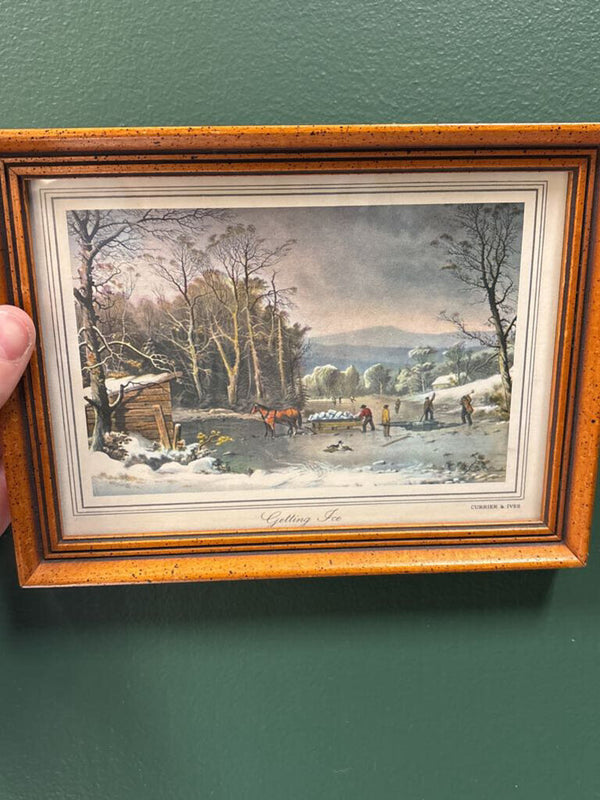 Framed Currier & Ives "Getting Ice" Print