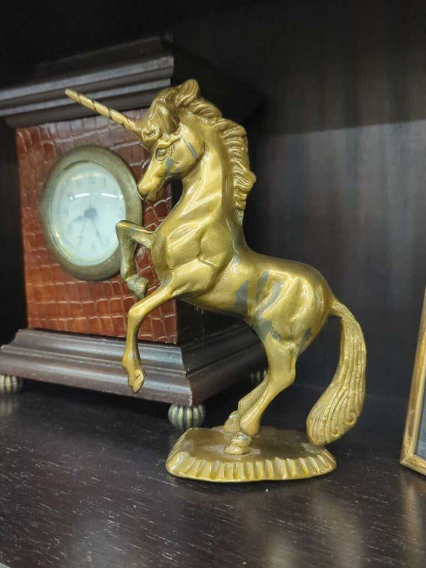 Vintage brass unicorn on stand 8"H, India