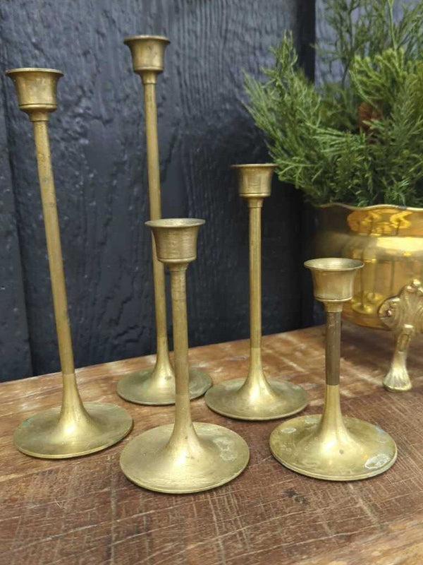 Vintage brass candlesticks, set of 5