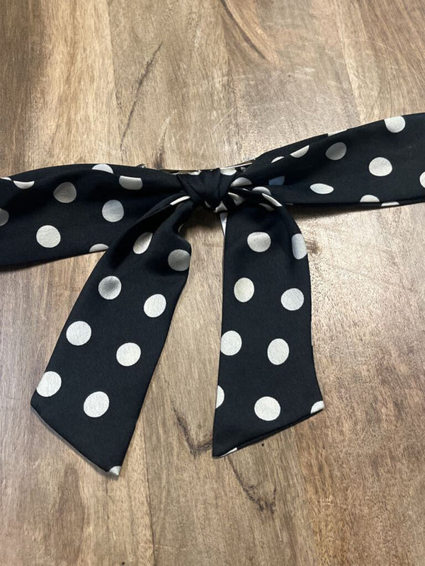 black with white polka dots fench bow hair clip