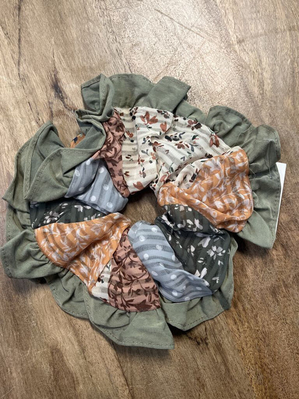 orange tone patchwork scrunchie