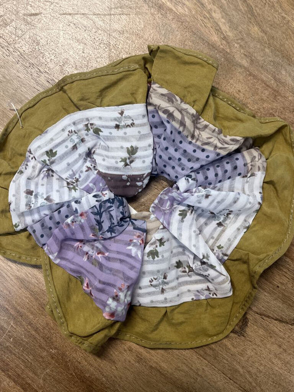 purple tone patchwork scrunchie