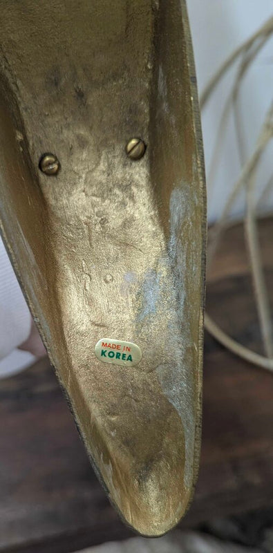 Vintage brass gazelle/antelope buck & doe, pair of two 12" & 13"H Korea