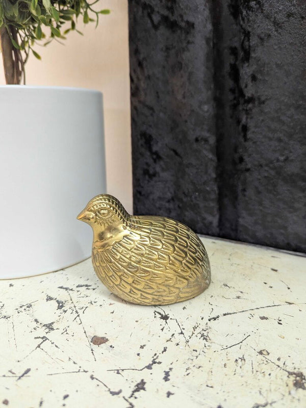Vintage solid brass quail 2-1/2"H