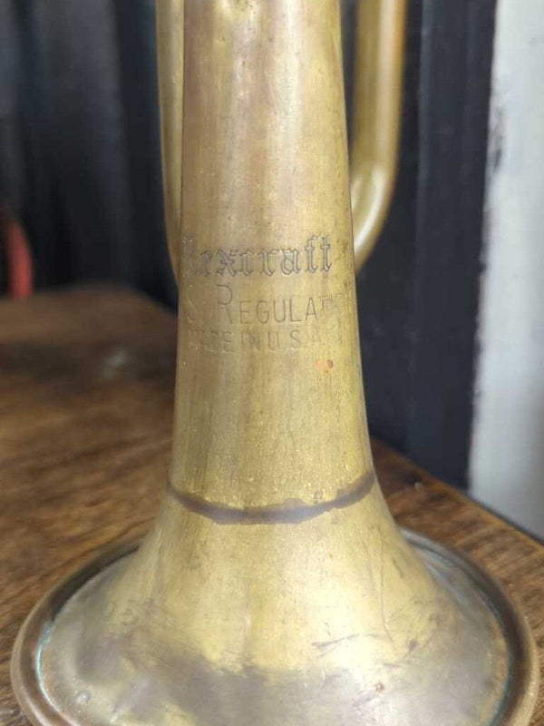 Vintage brass Rexcraft U.S. Regulation Military ceremonial/signal trumpet, engraved mfr stamp