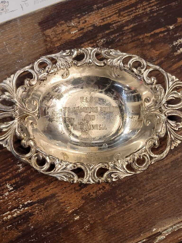 Vtg silver plate champion flight dish trophy