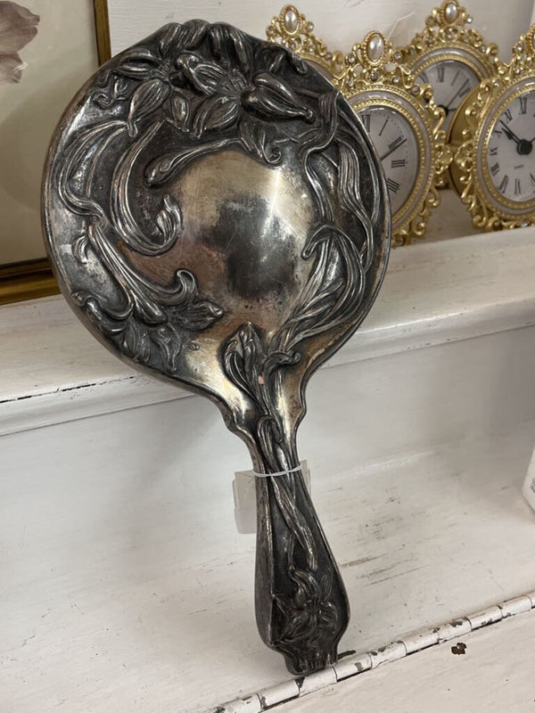 silver hand mirror