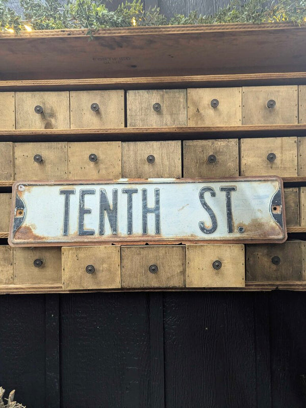 Vintage Tenth Street sign 6" x 24"