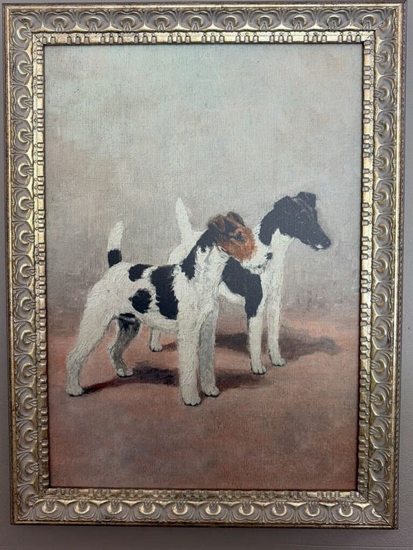 12x16 Two Fox Terriers Framed Antique Art