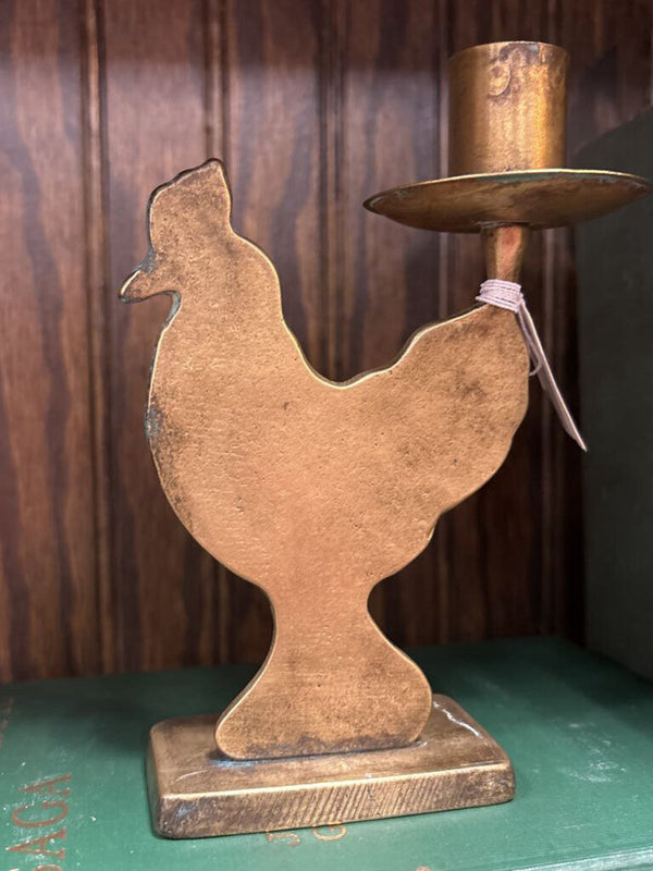 #140 Brass Chicken Candleholder