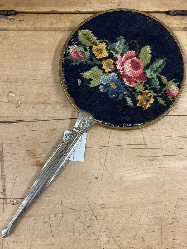 crochet floral hand mirror