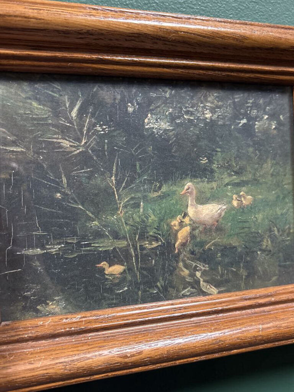 #185 Duck Family Print in Handmade Wood Frame