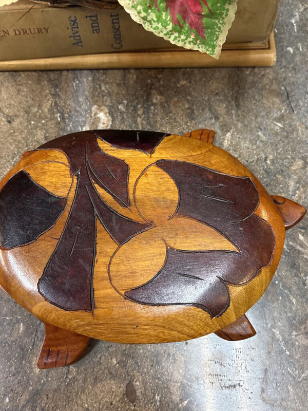 Wooden Carved Turtle with Lid
