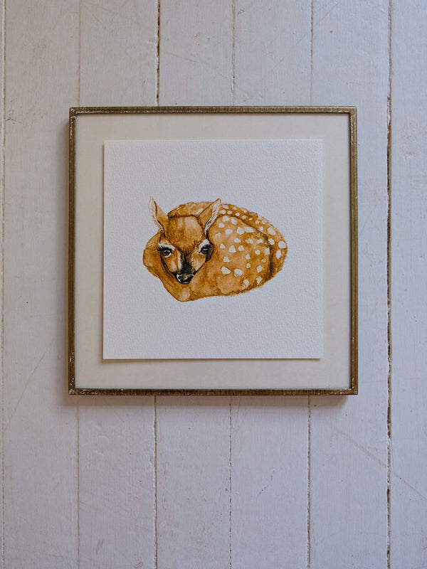 Curled Up Fawn Art Print (6x6)