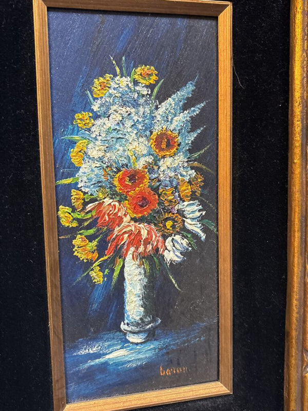 #246 Vintage Floral Oil Painting - Made in Japan