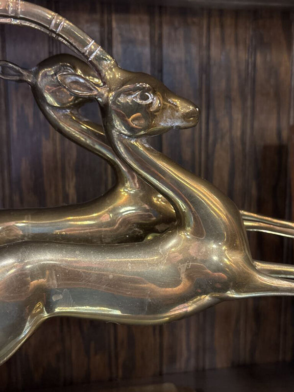 #277 Brass Leaping Gazelles Statue