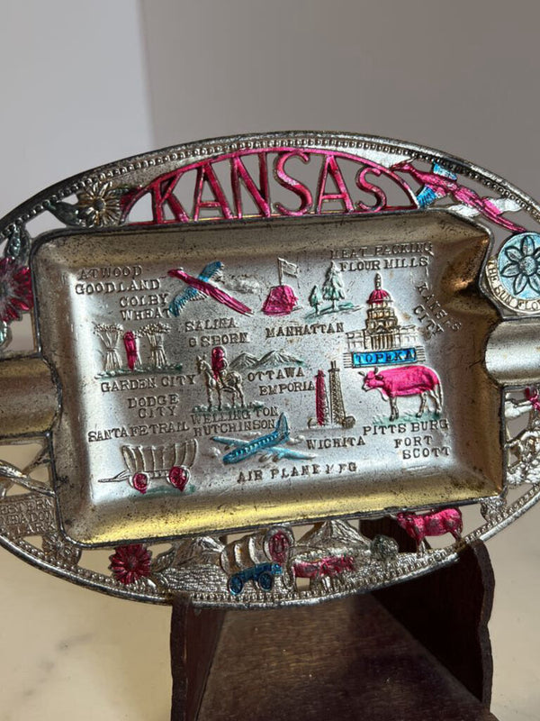 Oval Kansas Metal Ashtray