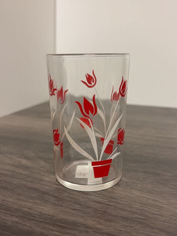 Vintage Red Tulip Glass